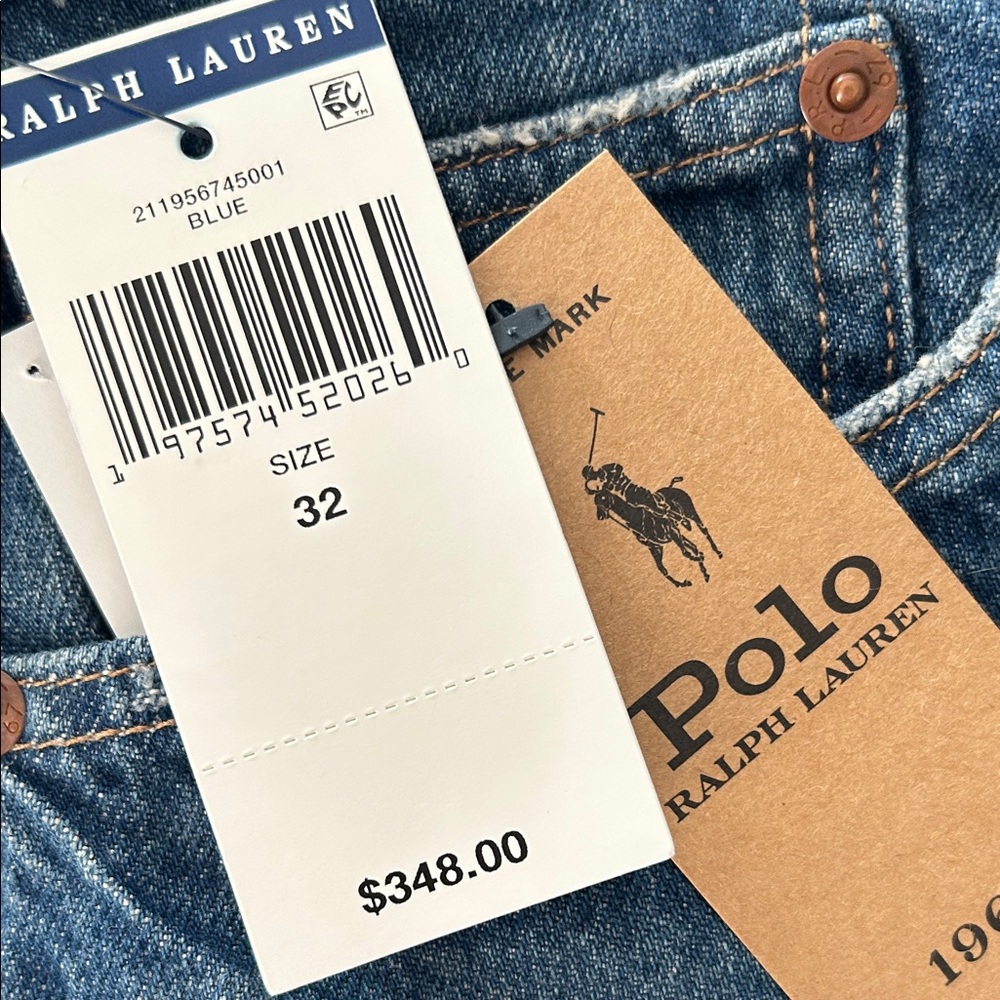 Polo by Ralph Lauren Women's Blue Patchwork Slim Boyfriend Jeans - Picture 3 of 7